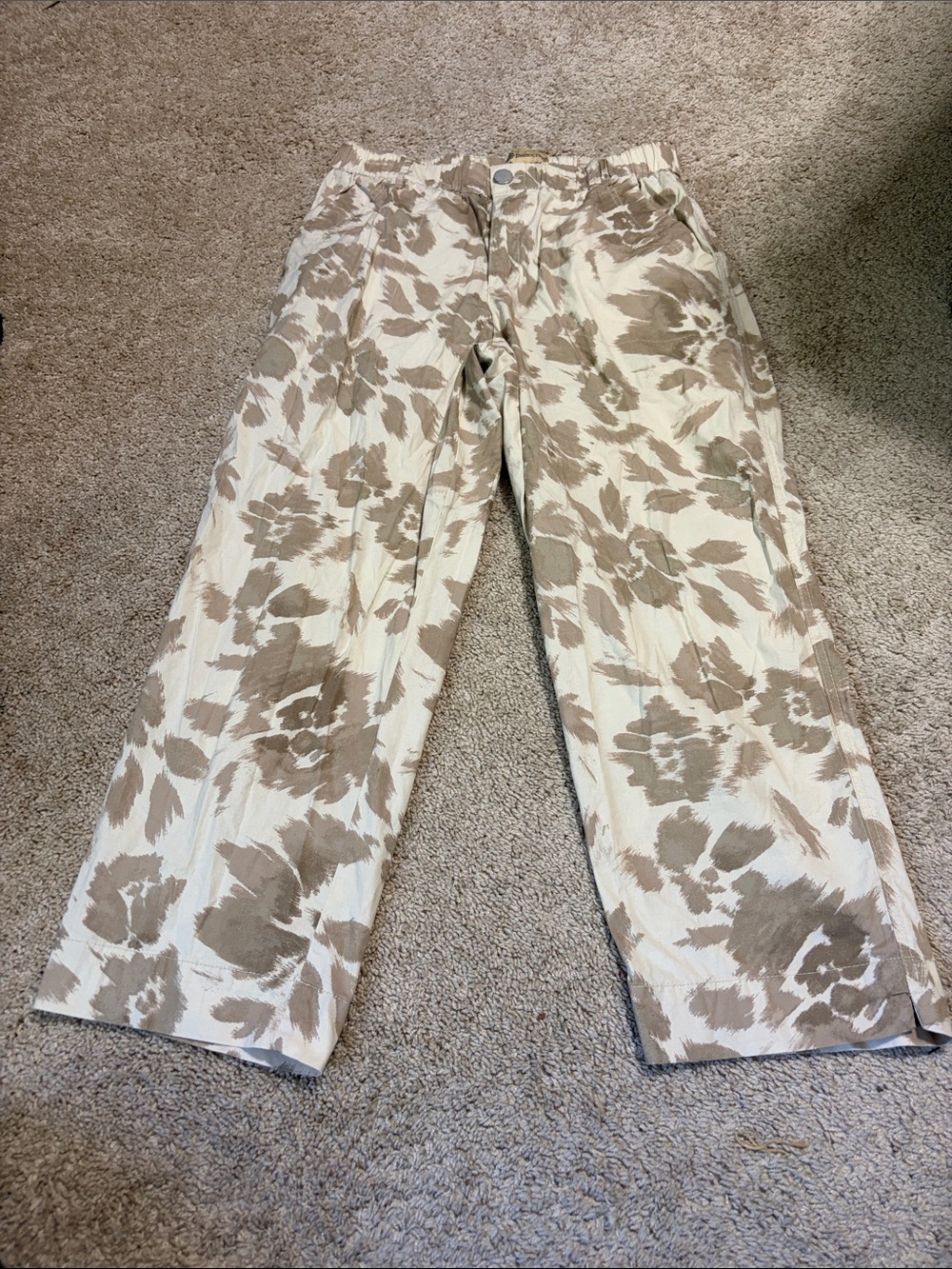 Democracy Tan Print High Rise Crop Pants Size 12